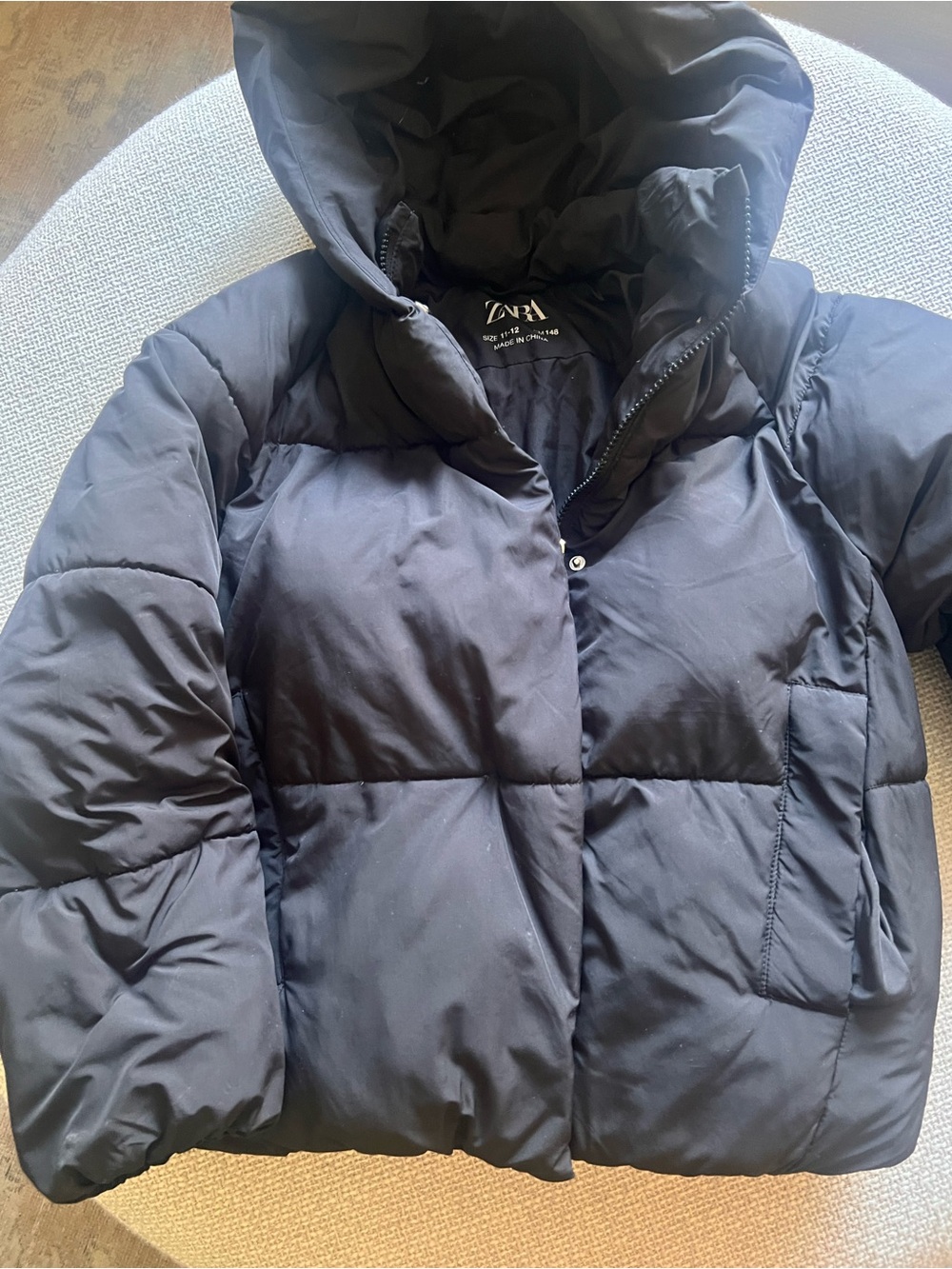 Zara Kids Black Puffer Jacket - Size 11-12 / 148 cm